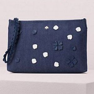Kate Spade On Purpose Denim Fabric Wristlet Portblue